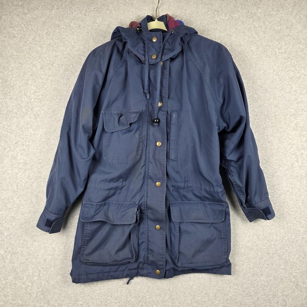 Vintage Eddie Bauer Coat Mens Small Blue Hooded‎ Wool Lined Parka Outdoor 90s